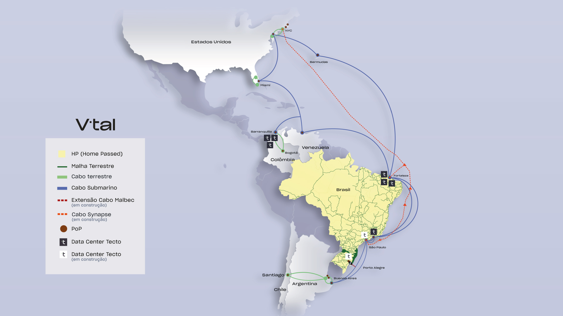 Mapa de Cobertura da Malha de fibra da V.tal